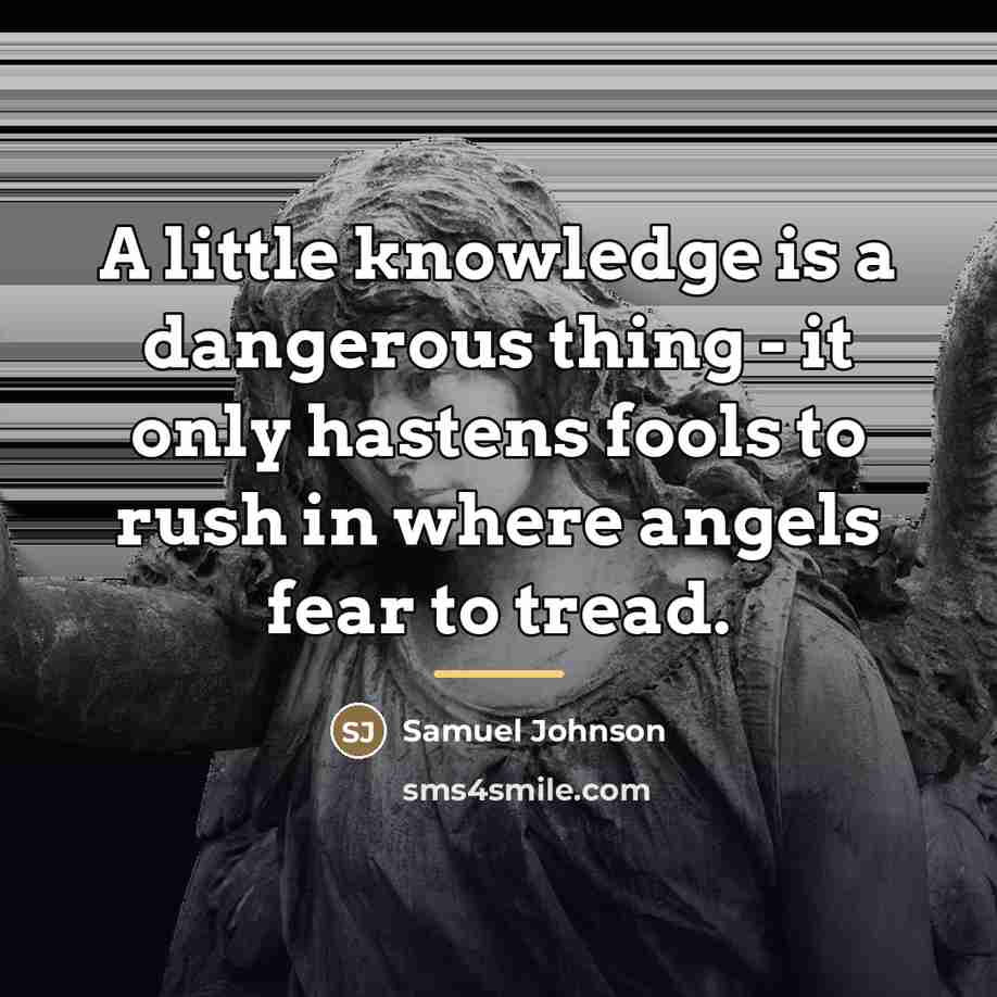 “A little knowledge is a dangerous thing - it only…” quote by Samuel Johnson