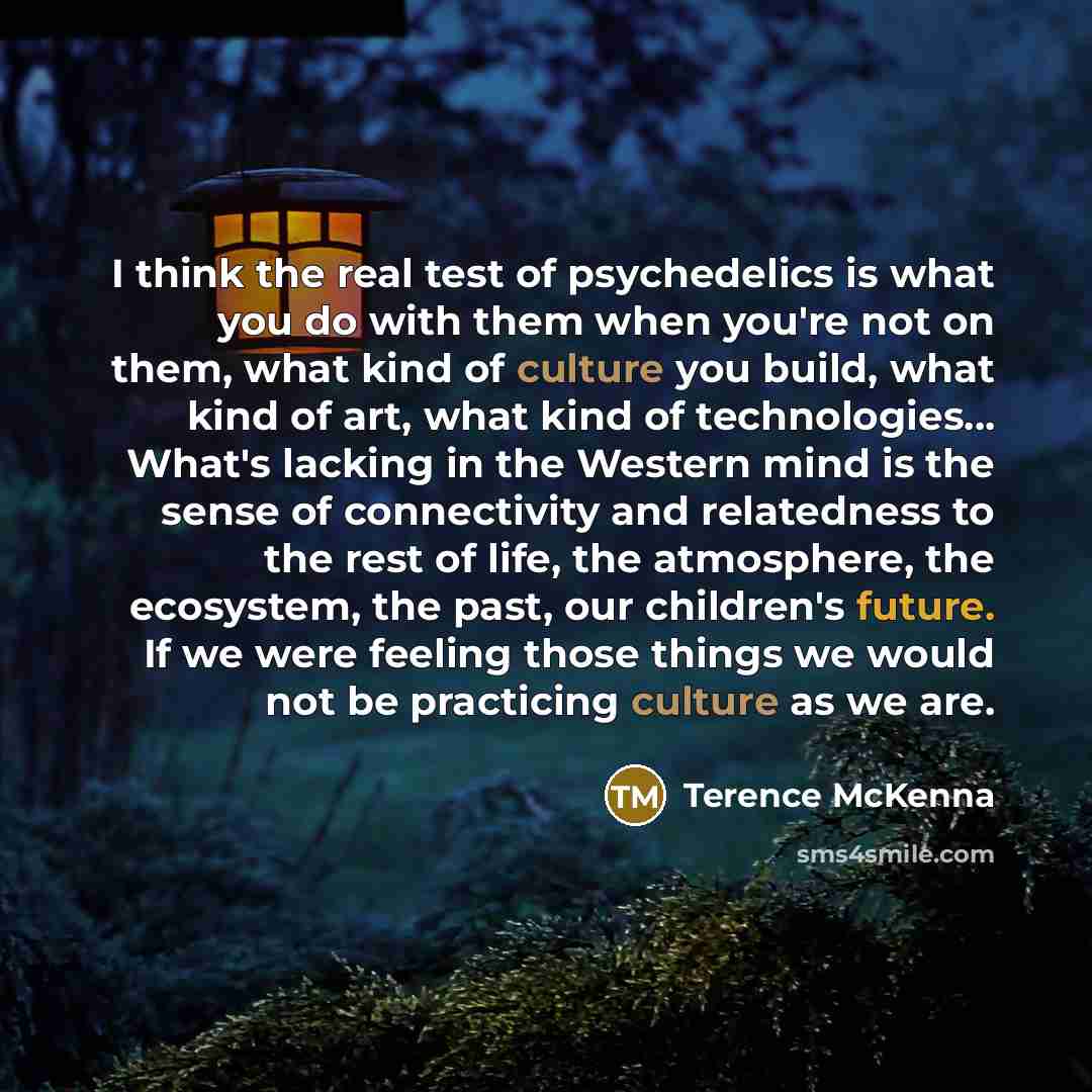 “I think the real test of psychedelics is what you…” quote by Terence McKenna