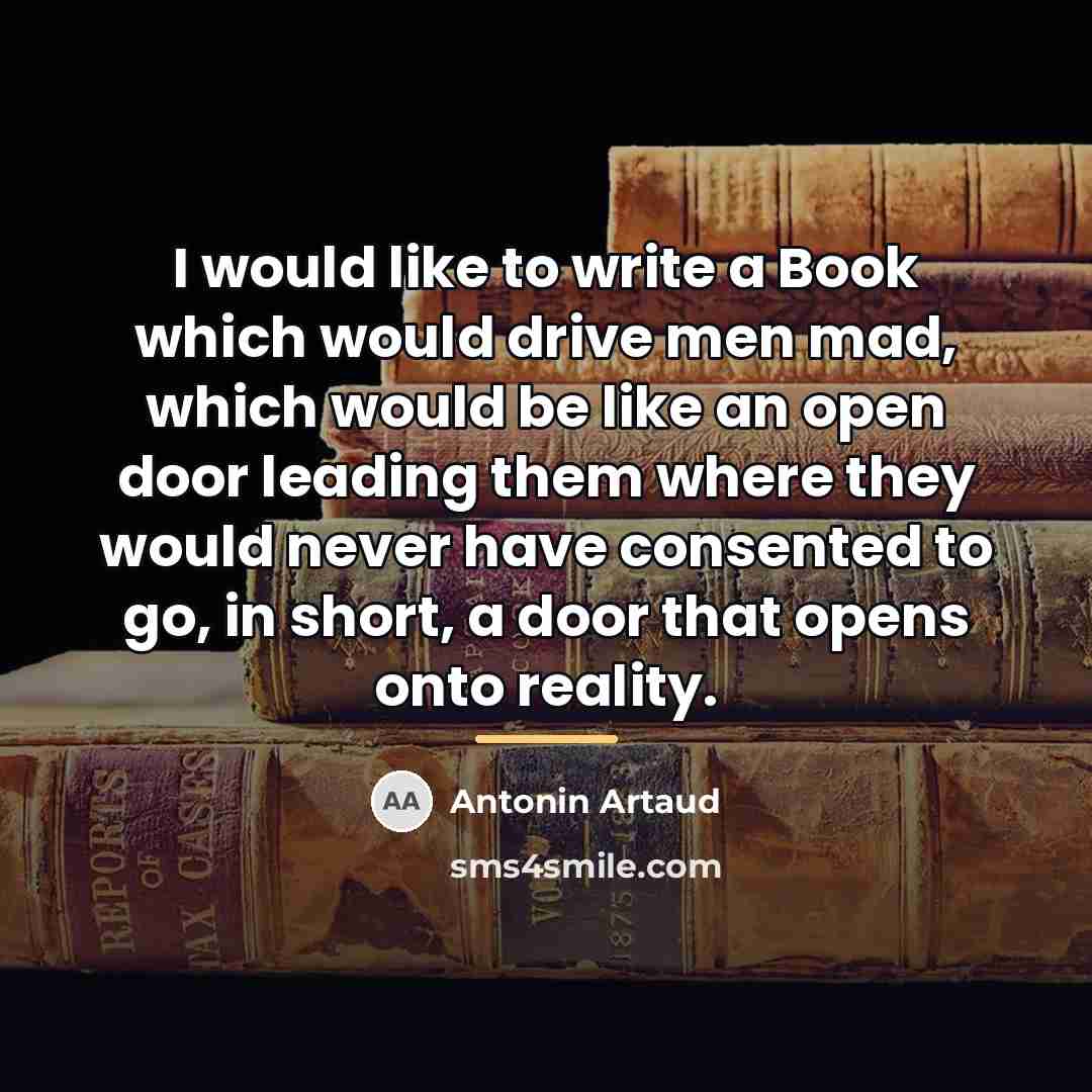 “I would like to write a Book which would drive…” quote by Antonin Artaud