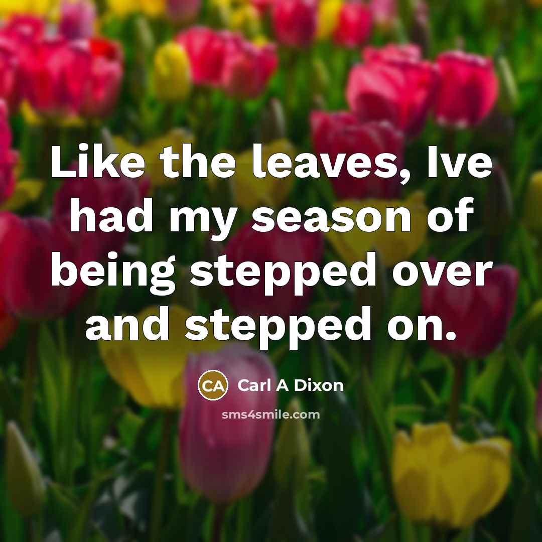 “Like the leaves, Ive had my season of being stepped…” quote by Carl A Dixon