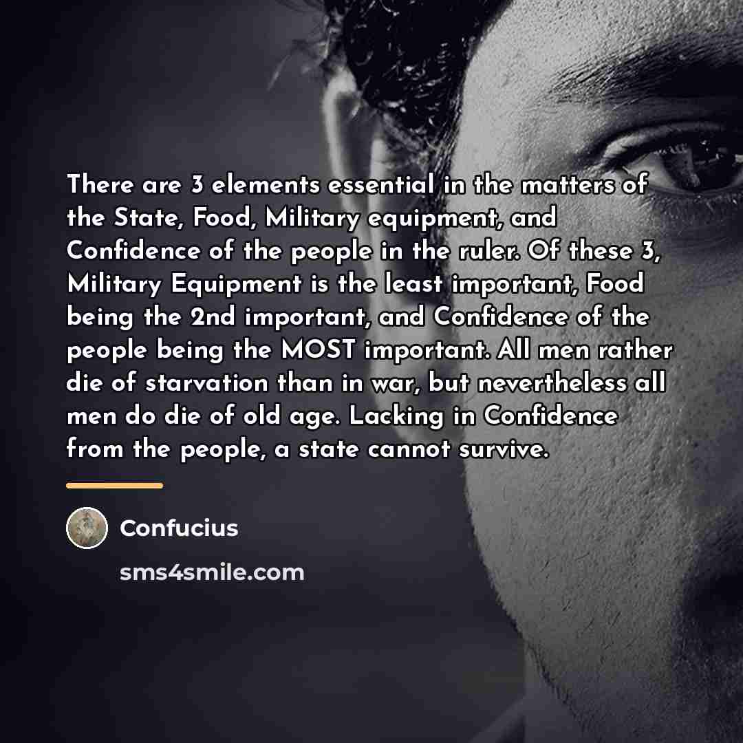 “There are 3 elements essential in the matters of the…” quote by Confucius
