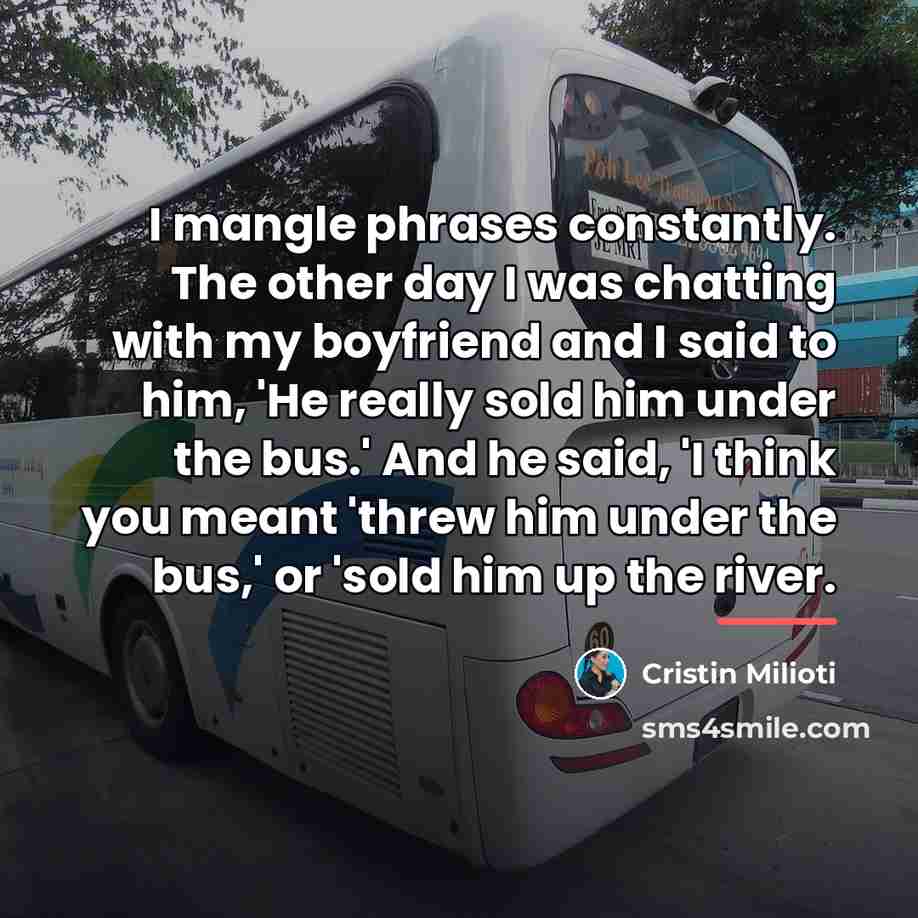 “I mangle phrases constantly. The other day I was chatting…” quote by Cristin Milioti