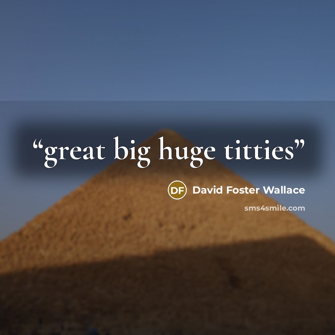 “great big huge titties” quote by David Foster Wallace