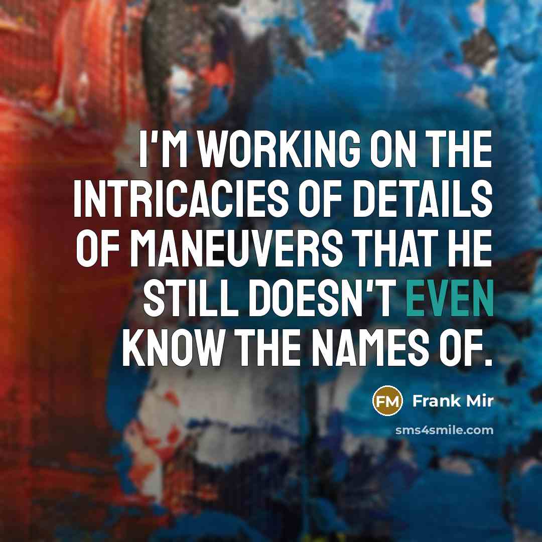“I'm working on the intricacies of details of maneuvers that…” quote by Frank Mir