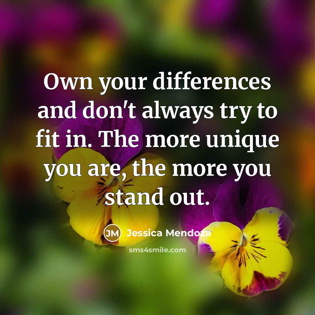 “Own your differences and don't always try to fit in.…” quote by Jessica Mendoza