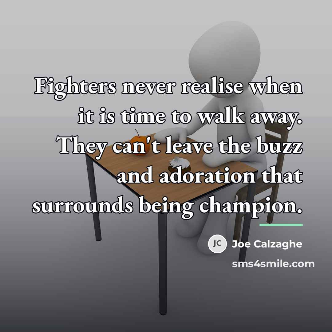 “Fighters never realise when it is time to walk away.…” quote by Joe Calzaghe