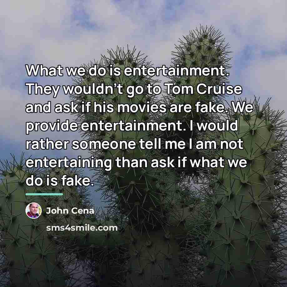 “What we do is entertainment. They wouldn't go to Tom…” quote by John Cena