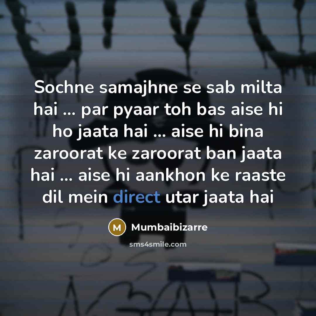 “Sochne samajhne se sab milta hai ... par pyaar toh…” quote by Mumbaibizarre