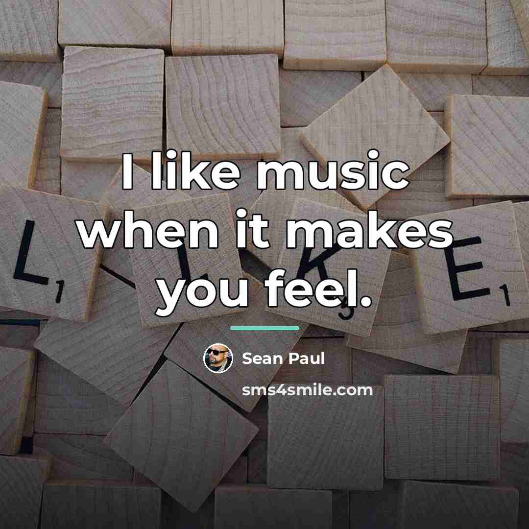 “I like music when it makes you feel.…” quote by Sean Paul