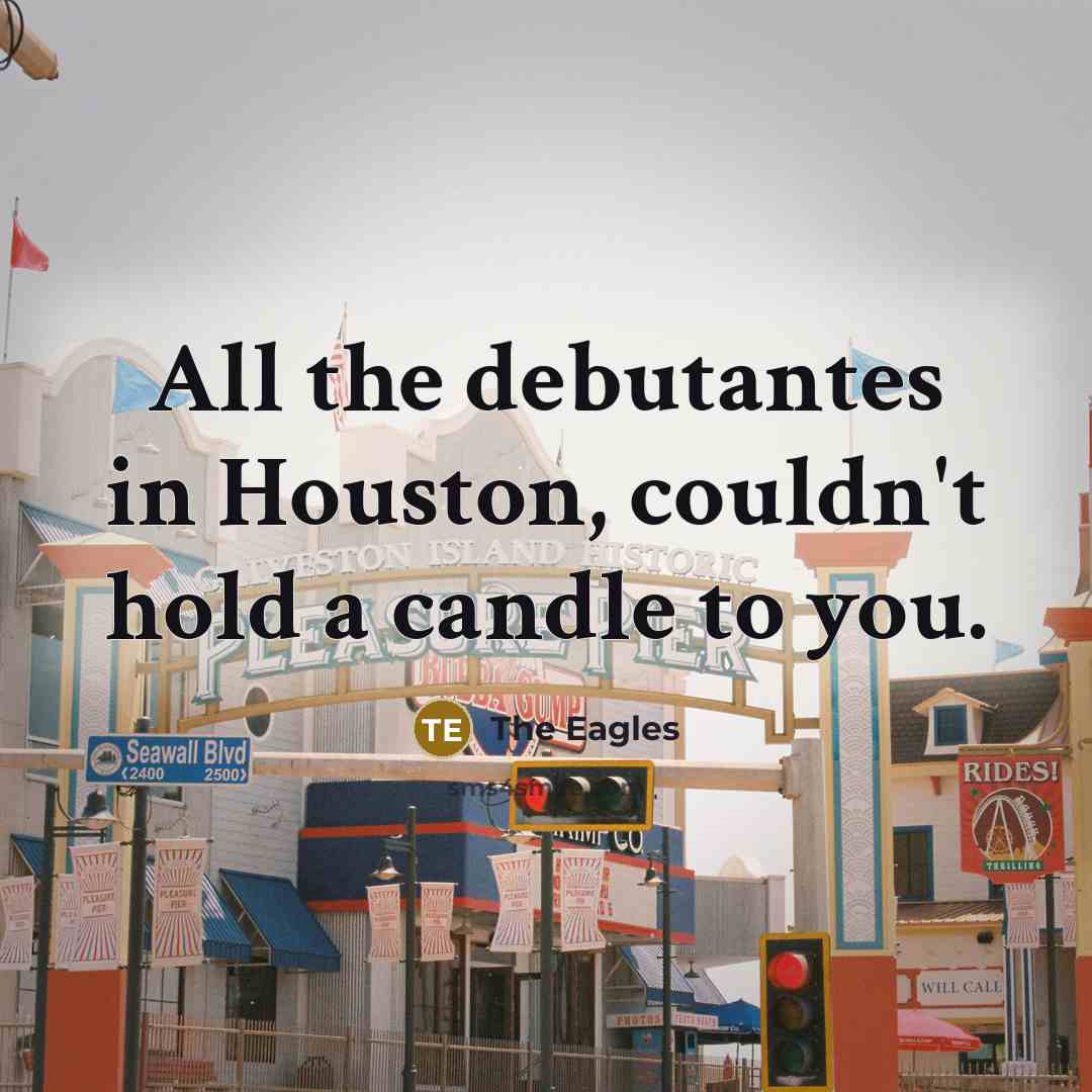 “All the debutantes in Houston, couldn't hold a candle to you.” quote by The Eagles