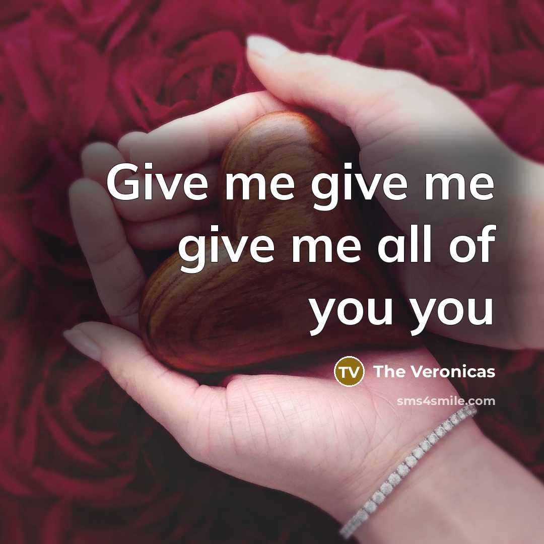 “Give me give me give me all of you you…” quote by The Veronicas