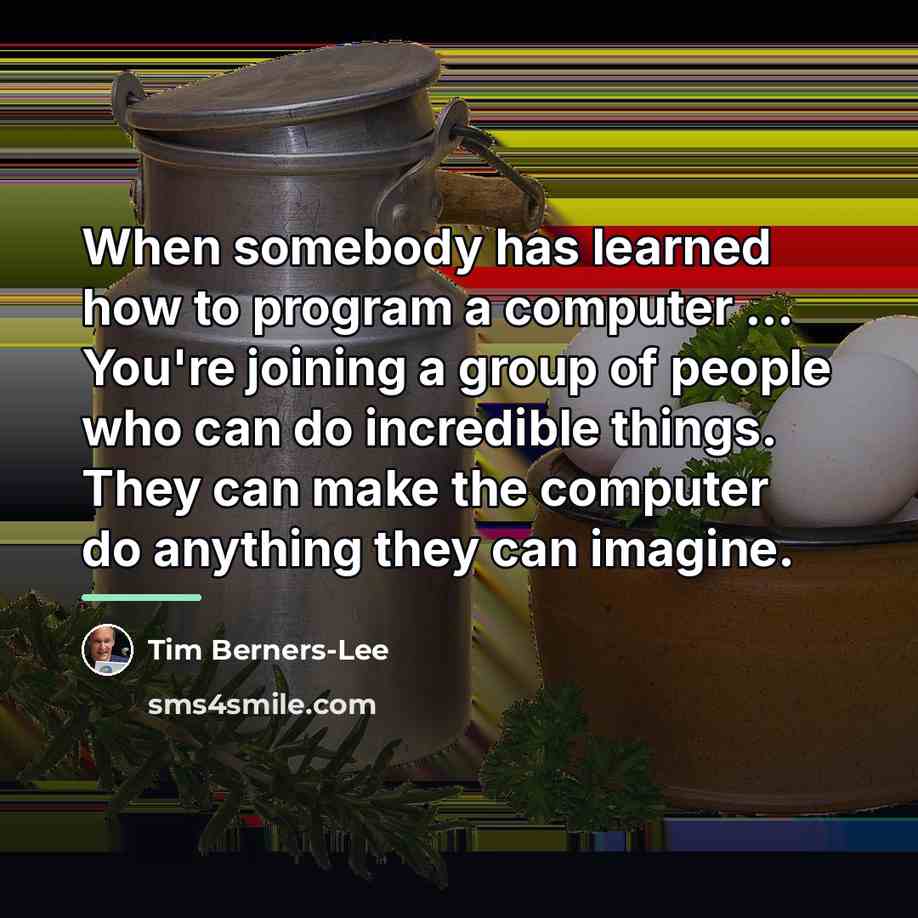 “When somebody has learned how to program a computer ...…” quote by Tim Berners-Lee