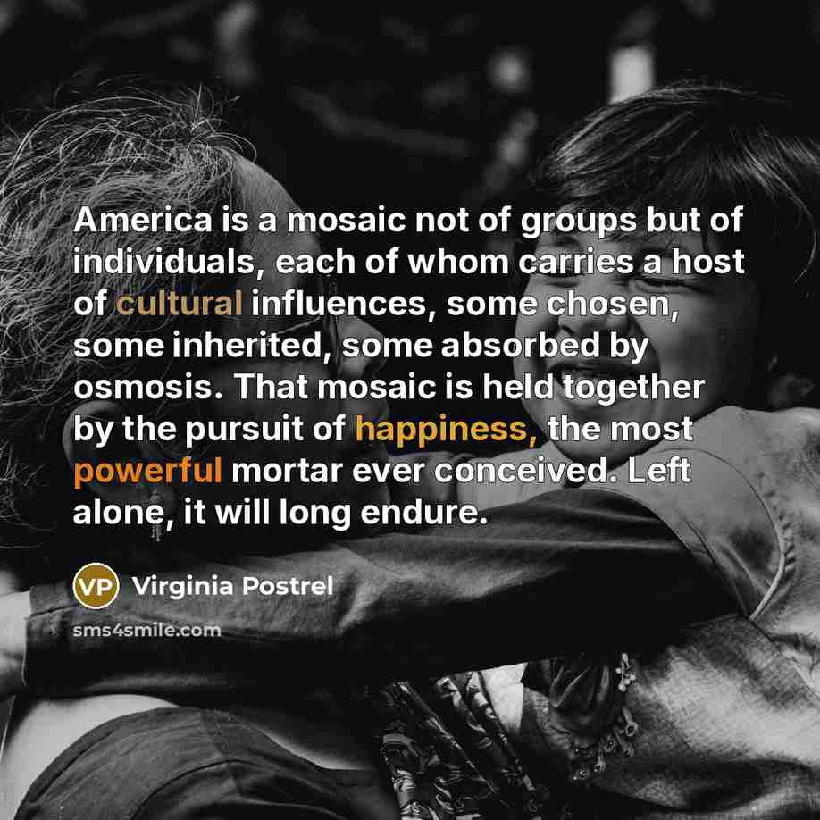 “America is a mosaic not of groups but of individuals,…” quote by Virginia Postrel