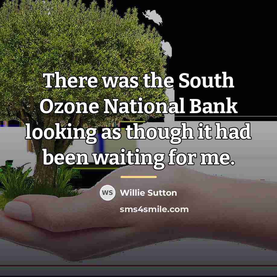 “There was the South Ozone National Bank looking as though…” quote by Willie Sutton