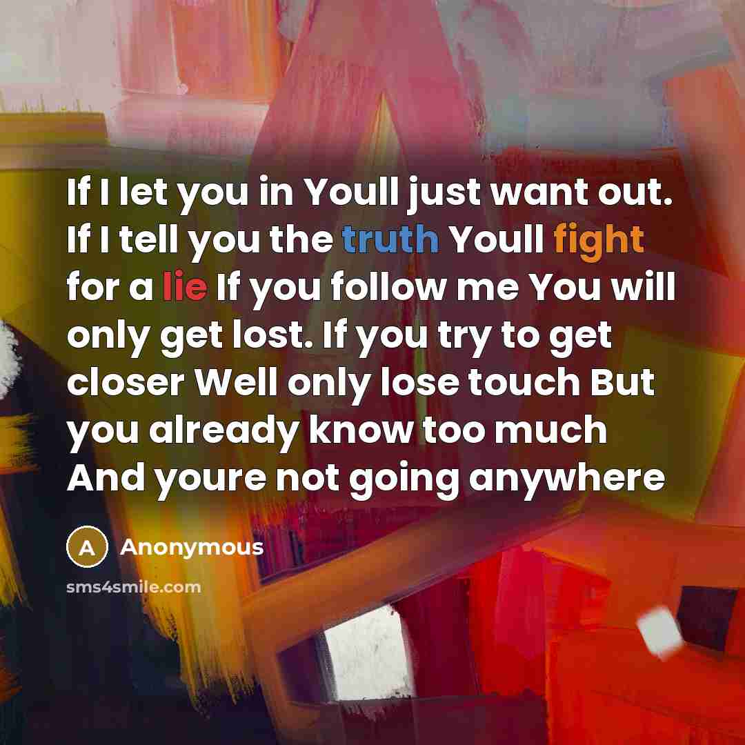 “If I let you in Youll just want out. If…” quote by Anonymous