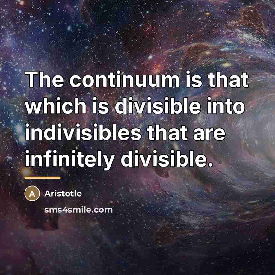 “The continuum is that which is divisible into indivisibles that…” quote by Aristotle