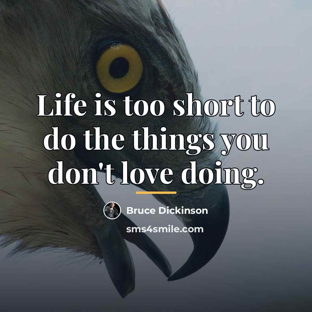 “Life is too short to do the things you don't…” quote by Bruce Dickinson