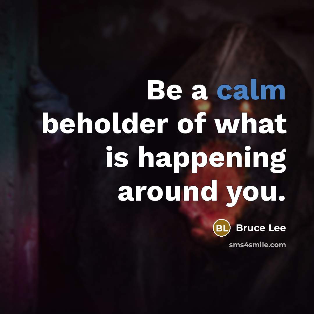“Be a calm beholder of what is happening around you.…” quote by Bruce Lee