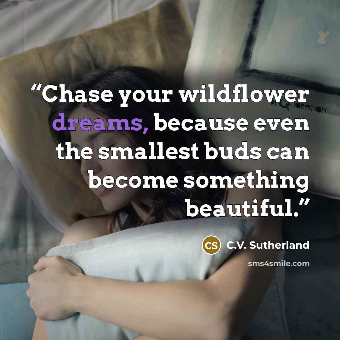 “Chase your wildflower dreams, because even the smallest buds can become something beautiful.” quote by C.V. Sutherland