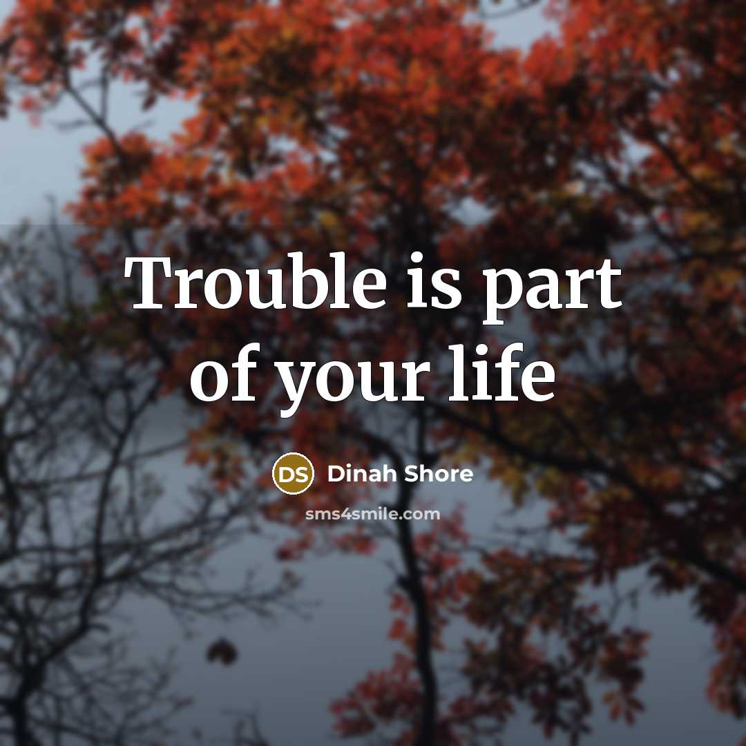 “Trouble is part of your life…” quote by Dinah Shore