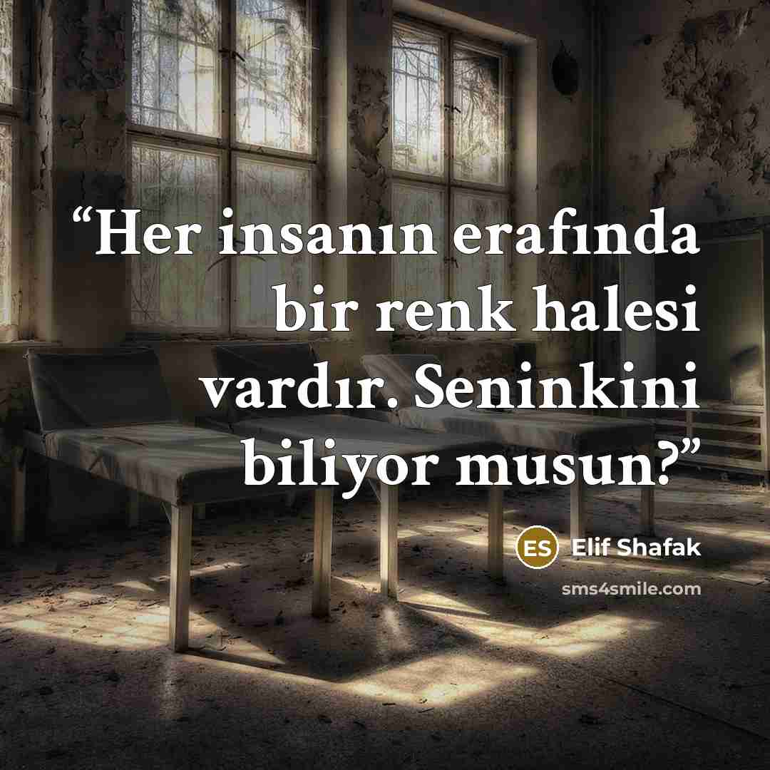 “Her insanın erafında bir renk halesi vardır. Seninkini biliyor musun?” quote by Elif Shafak