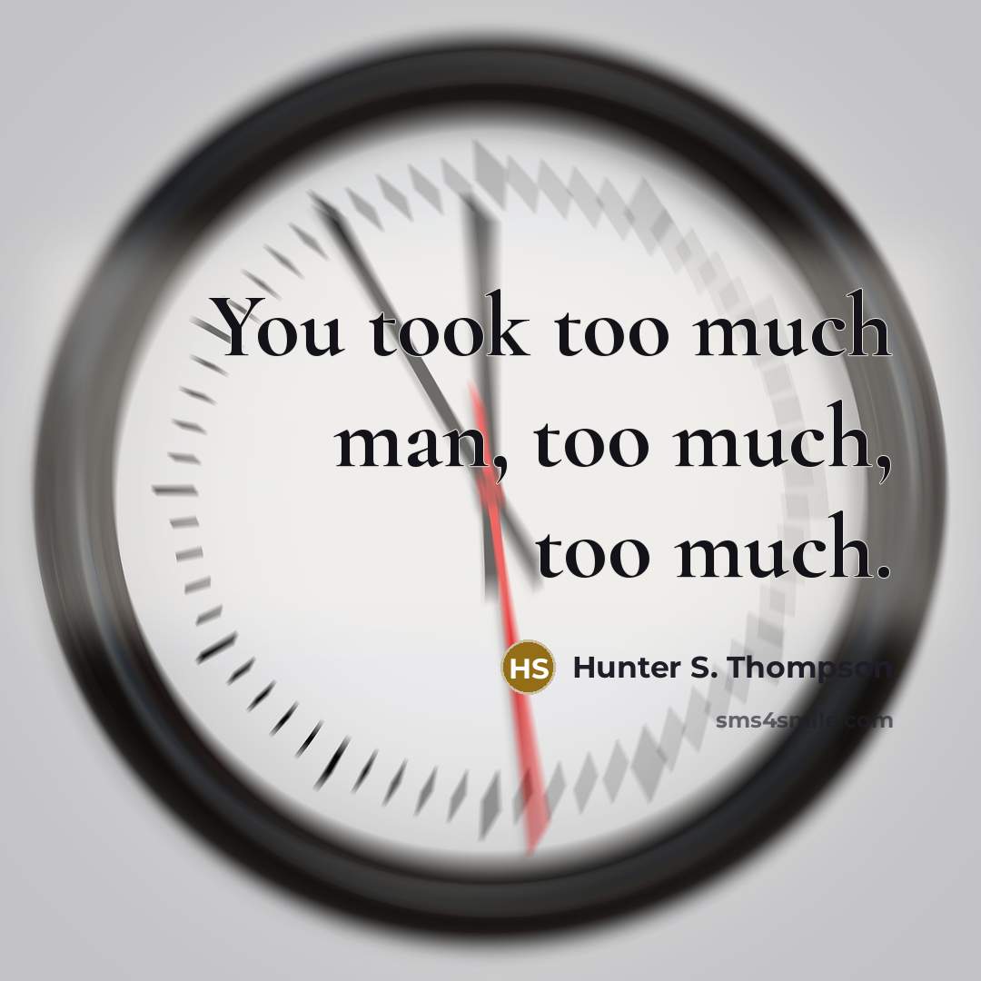 “You took too much man, too much, too much.…” quote by Hunter S. Thompson