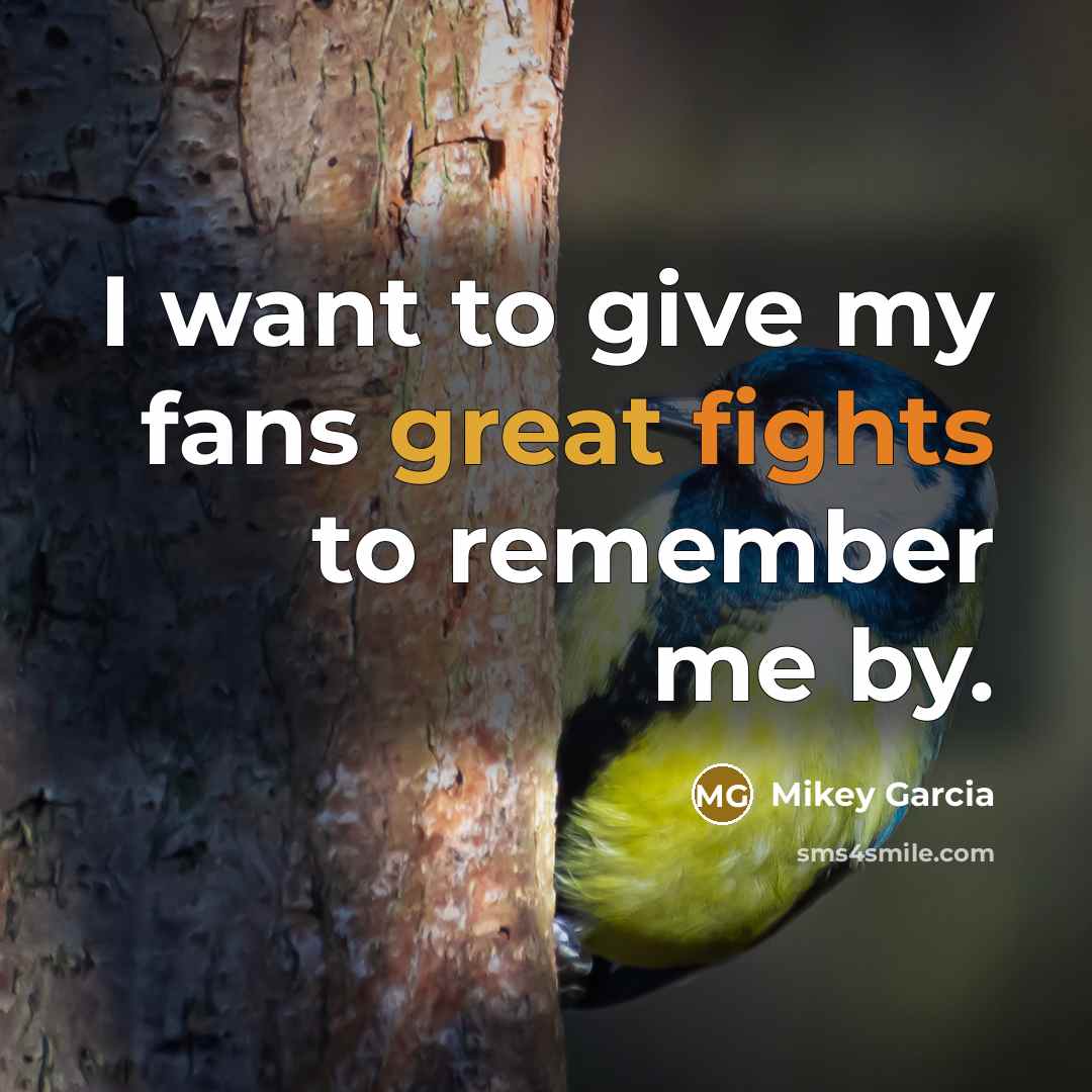 “I want to give my fans great fights to remember…” quote by Mikey Garcia