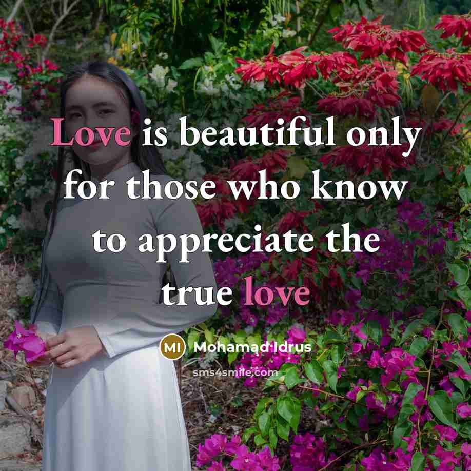 “Love is beautiful only for those who know to appreciate…” quote by Mohamad Idrus