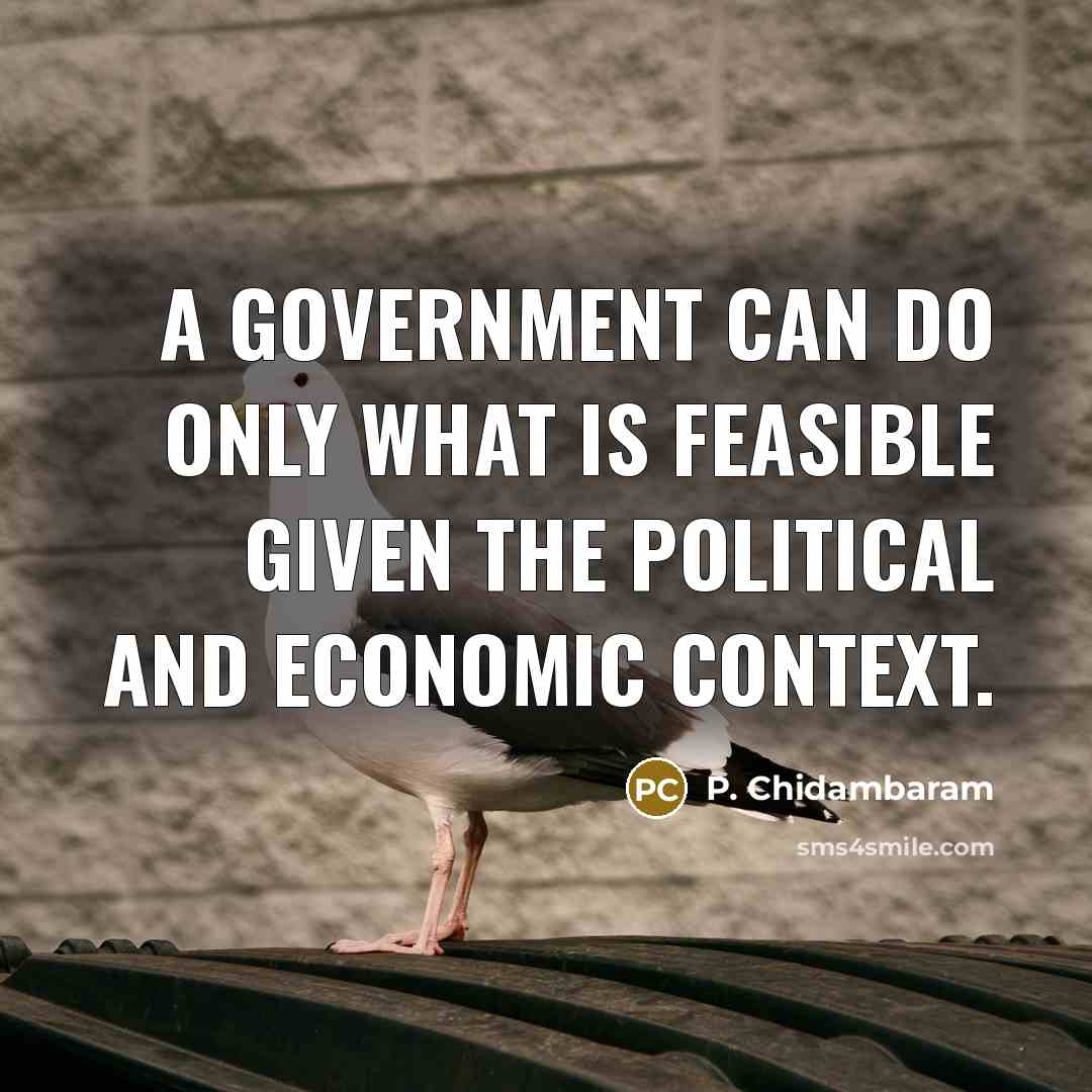 “A government can do only what is feasible given the…” quote by P. Chidambaram