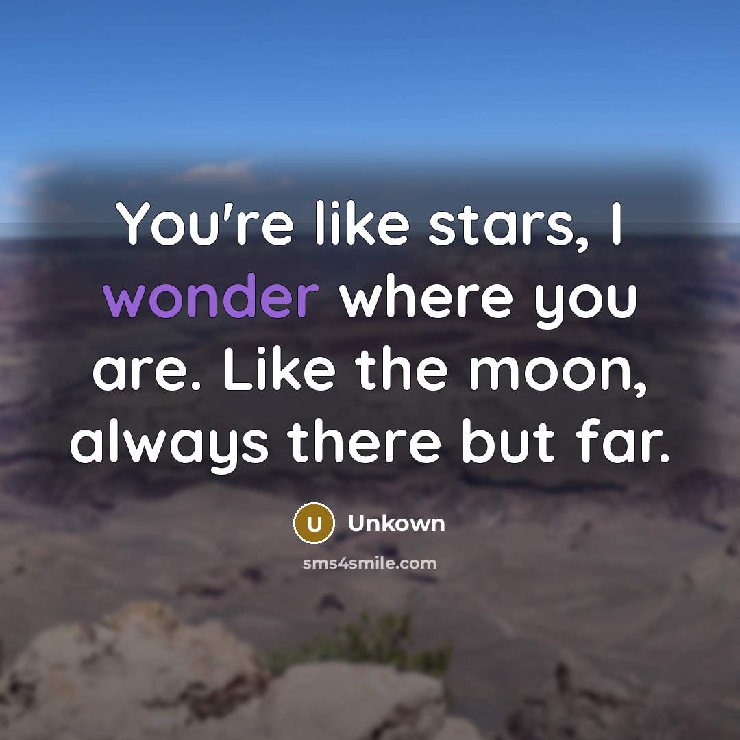 “You're like stars, I wonder where you are. Like the…” quote by Unkown