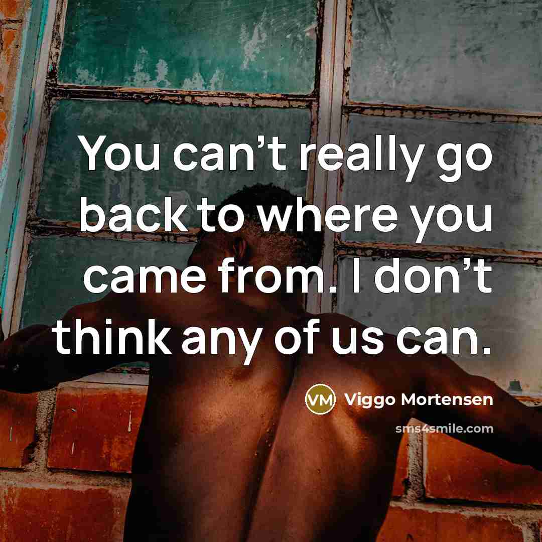 “You can't really go back to where you came from.…” quote by Viggo Mortensen