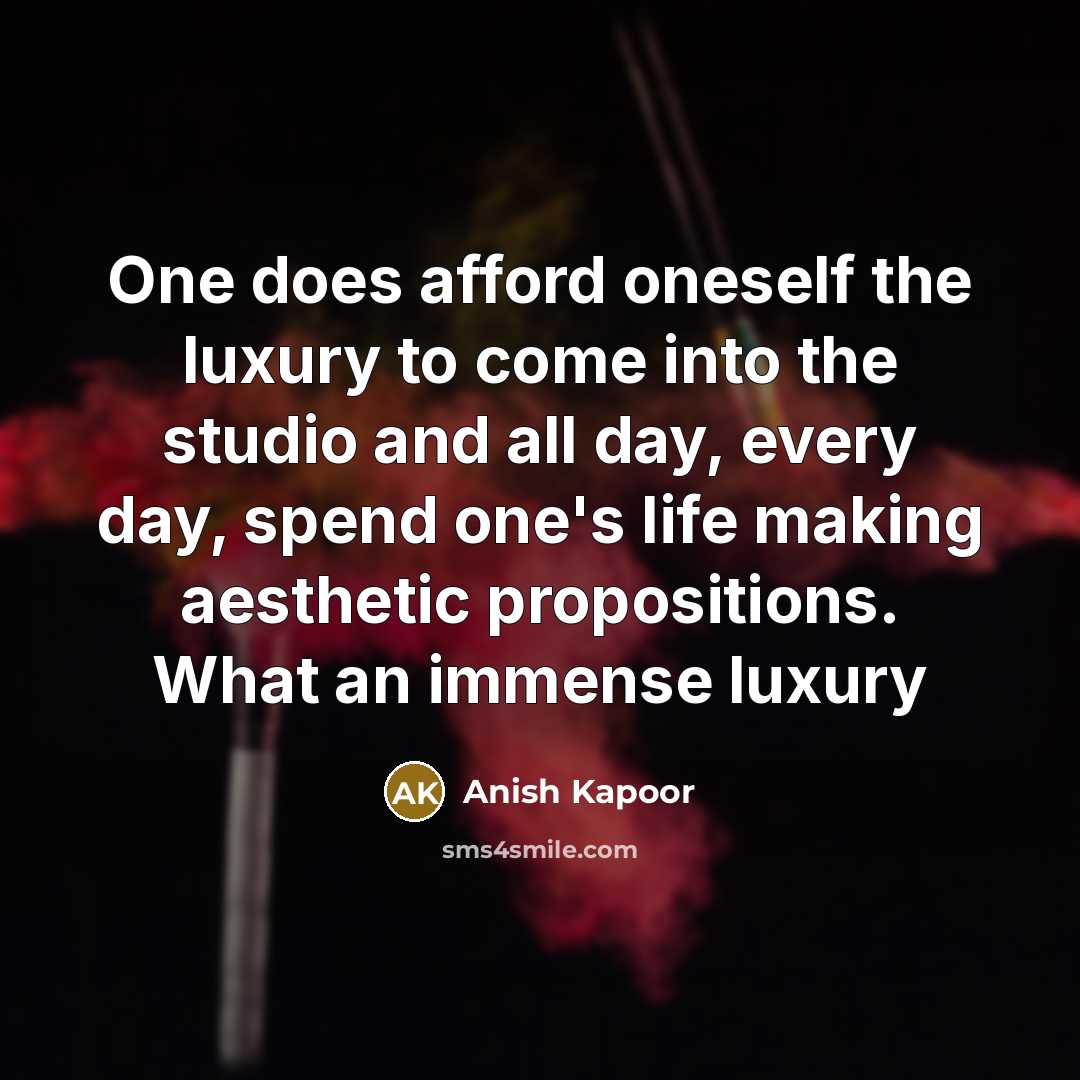 “One does afford oneself the luxury to come into the…” quote by Anish Kapoor