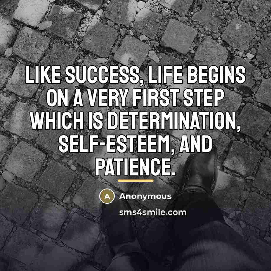 “Like success, life begins on a very first step which…” quote by Anonymous