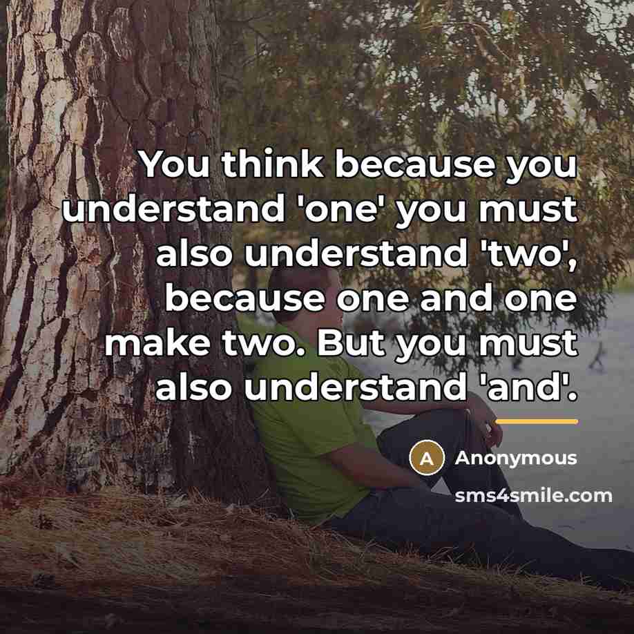 “You think because you understand 'one' you must also understand…” quote by Anonymous