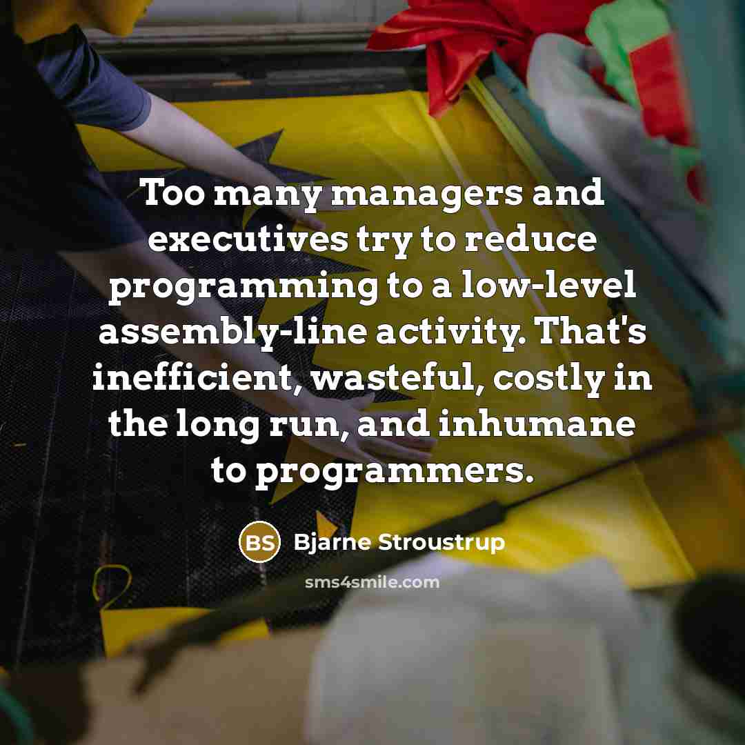 “Too many managers and executives try to reduce programming to…” quote by Bjarne Stroustrup