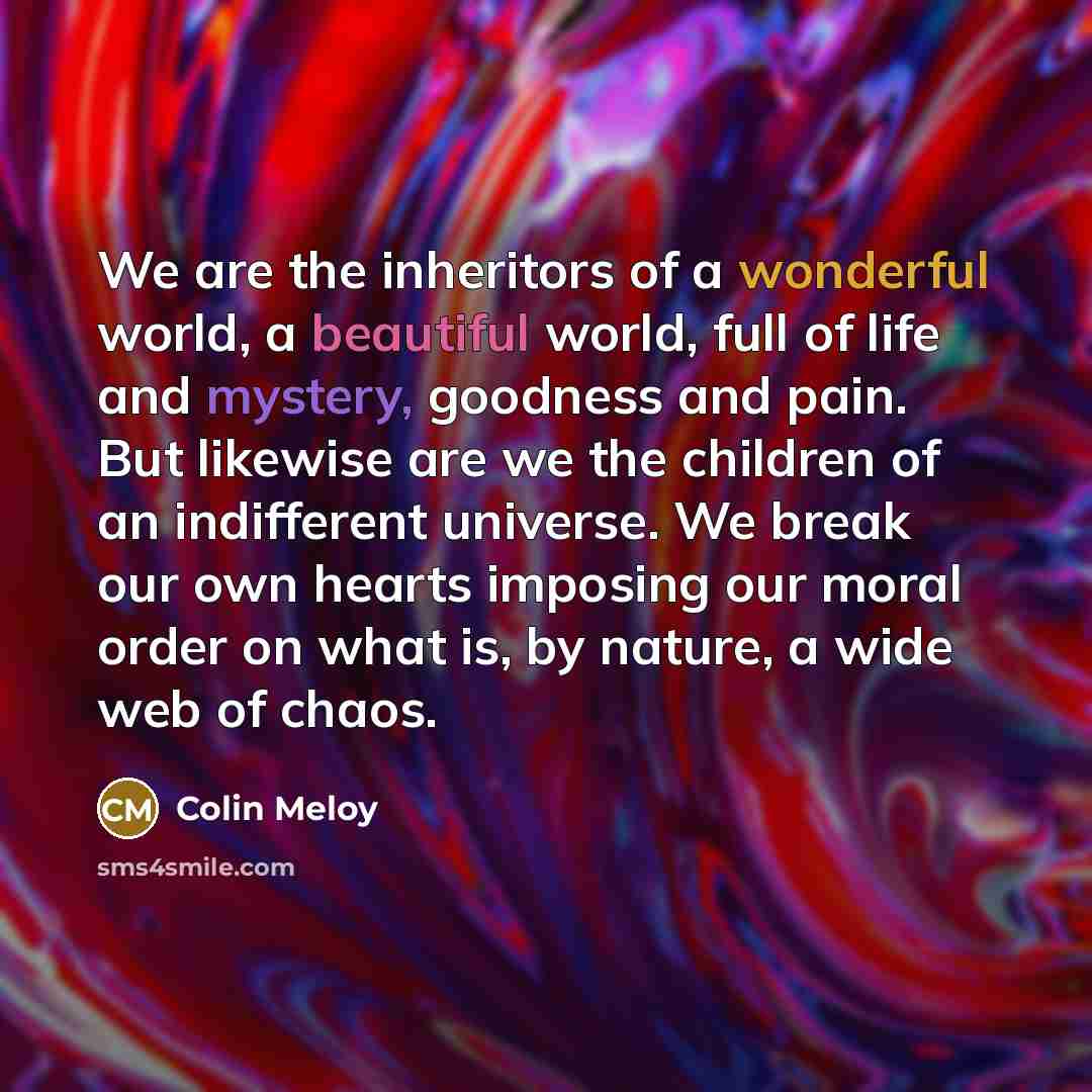 “We are the inheritors of a wonderful world, a beautiful…” quote by Colin Meloy