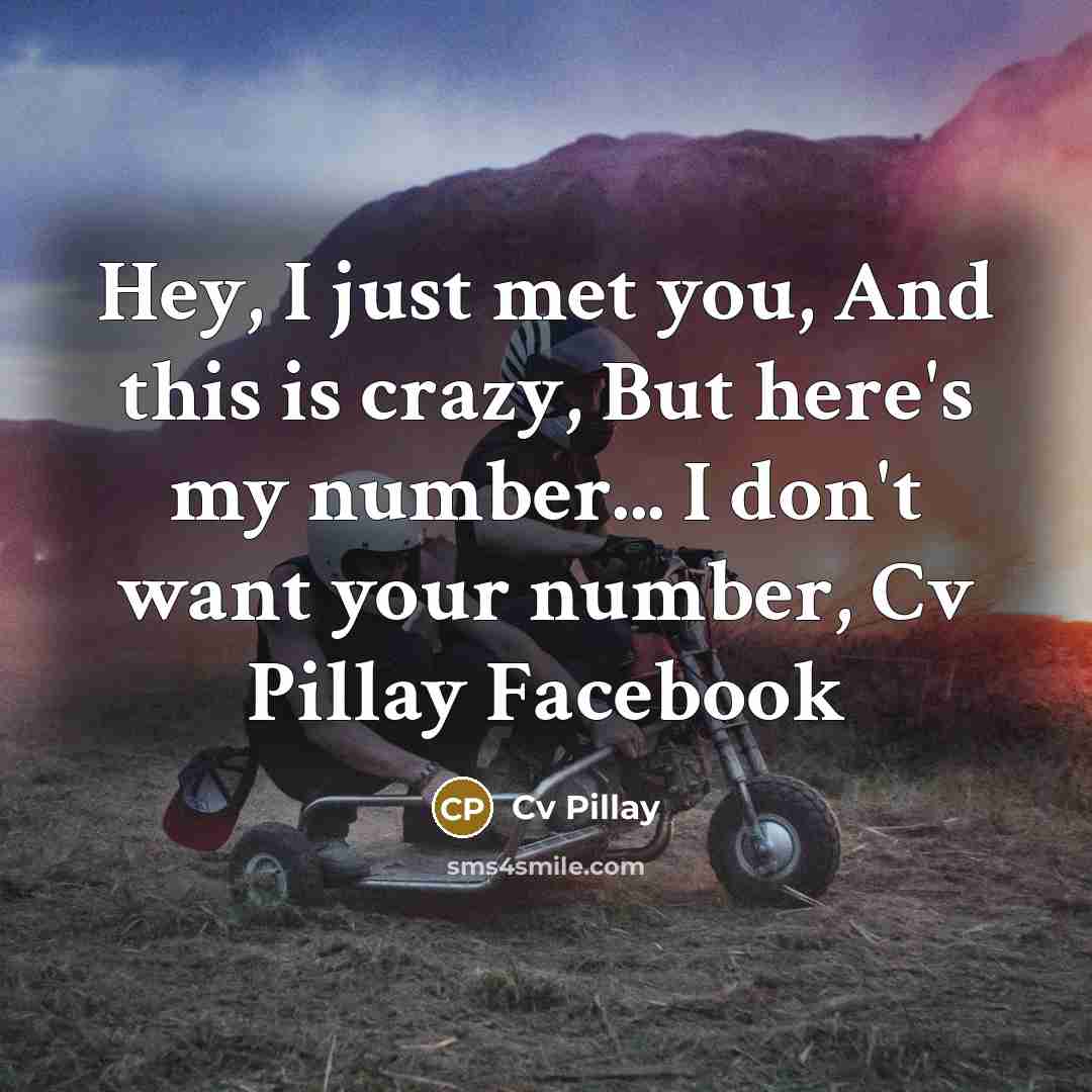 “Hey, I just met you, And this is crazy, But here's my number... I don't want your number, Cv Pillay Facebook” quote by Cv Pillay