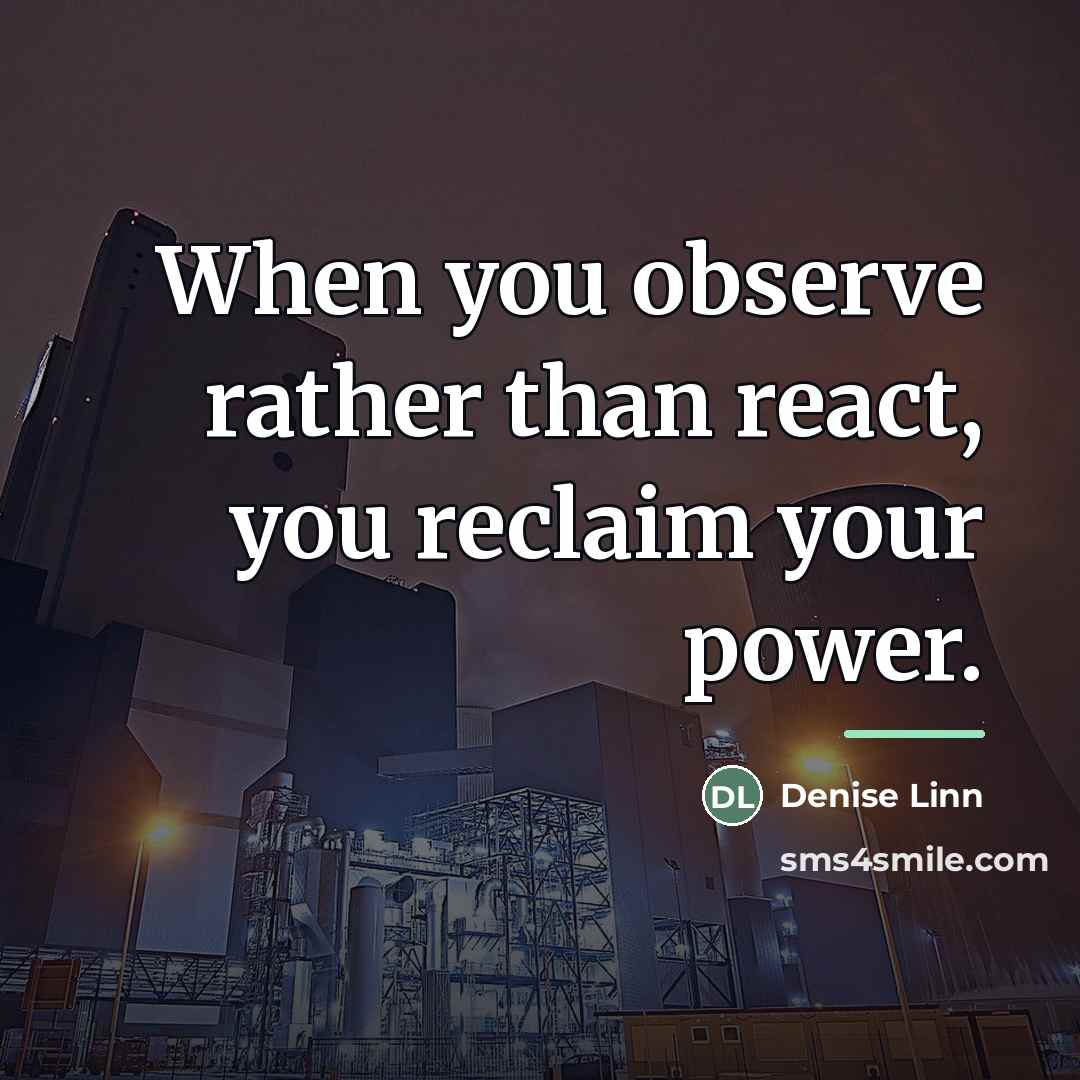 “When you observe rather than react, you reclaim your power.…” quote by Denise Linn