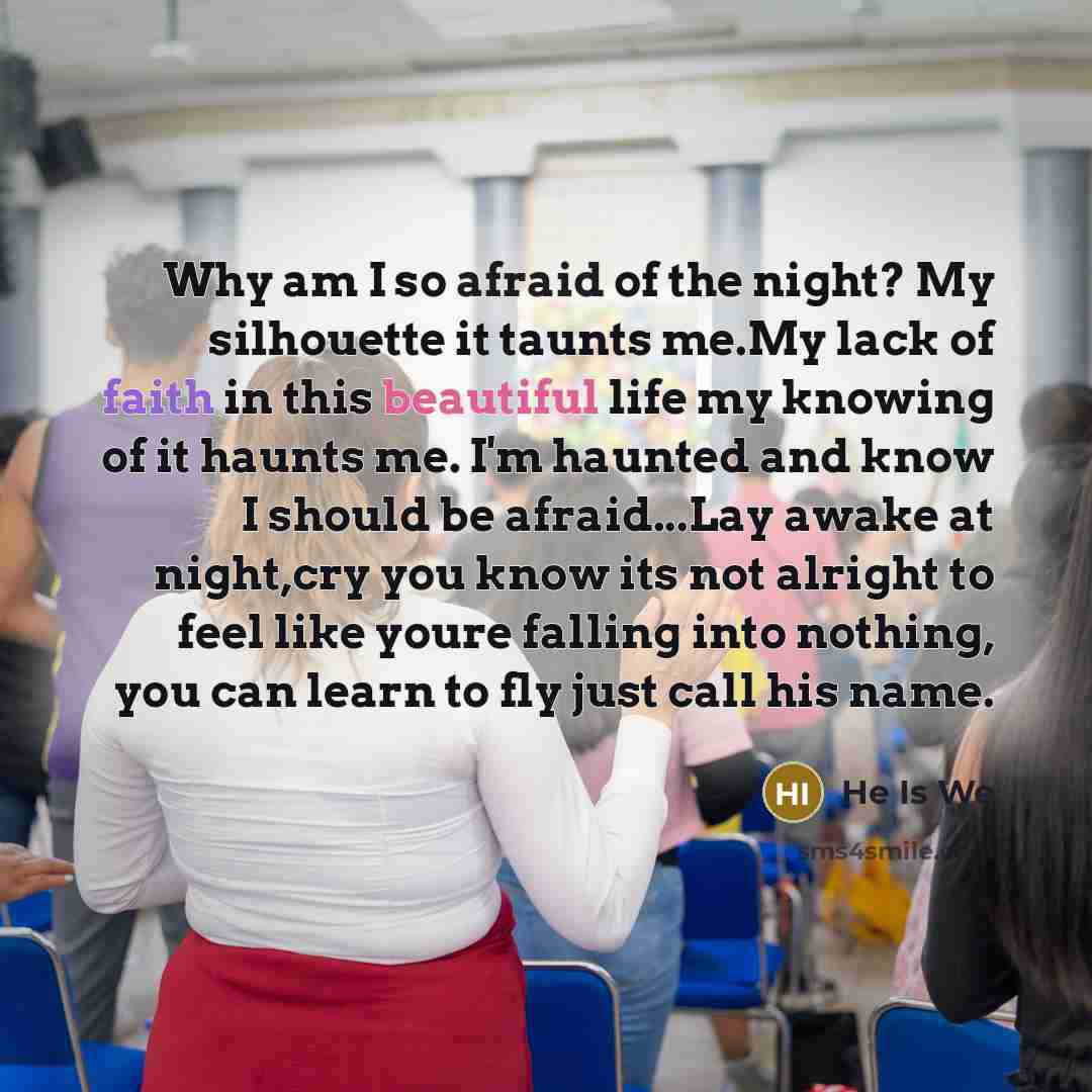 “Why am I so afraid of the night? My silhouette…” quote by He Is We