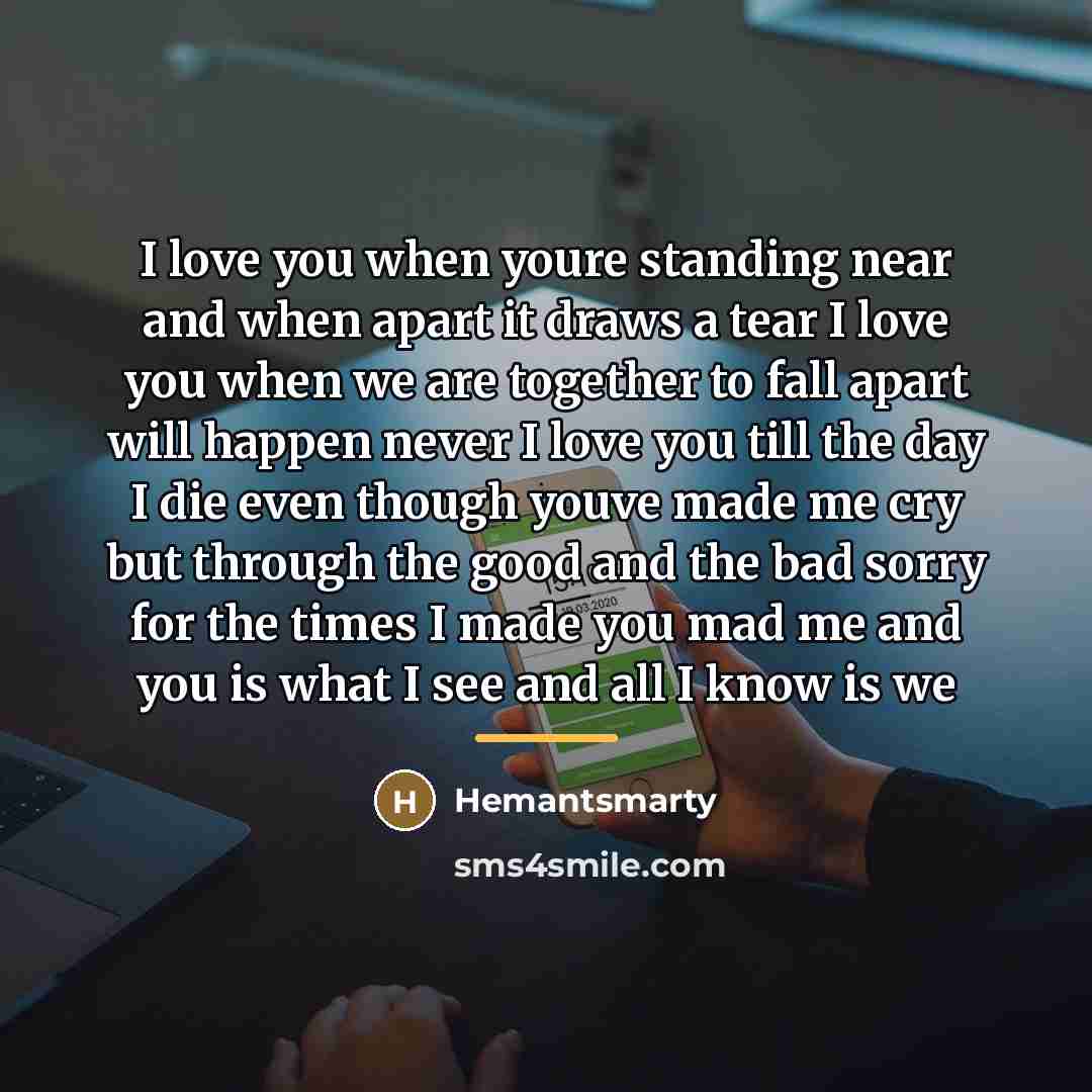 “I love you when youre standing near and when apart…” quote by Hemantsmarty