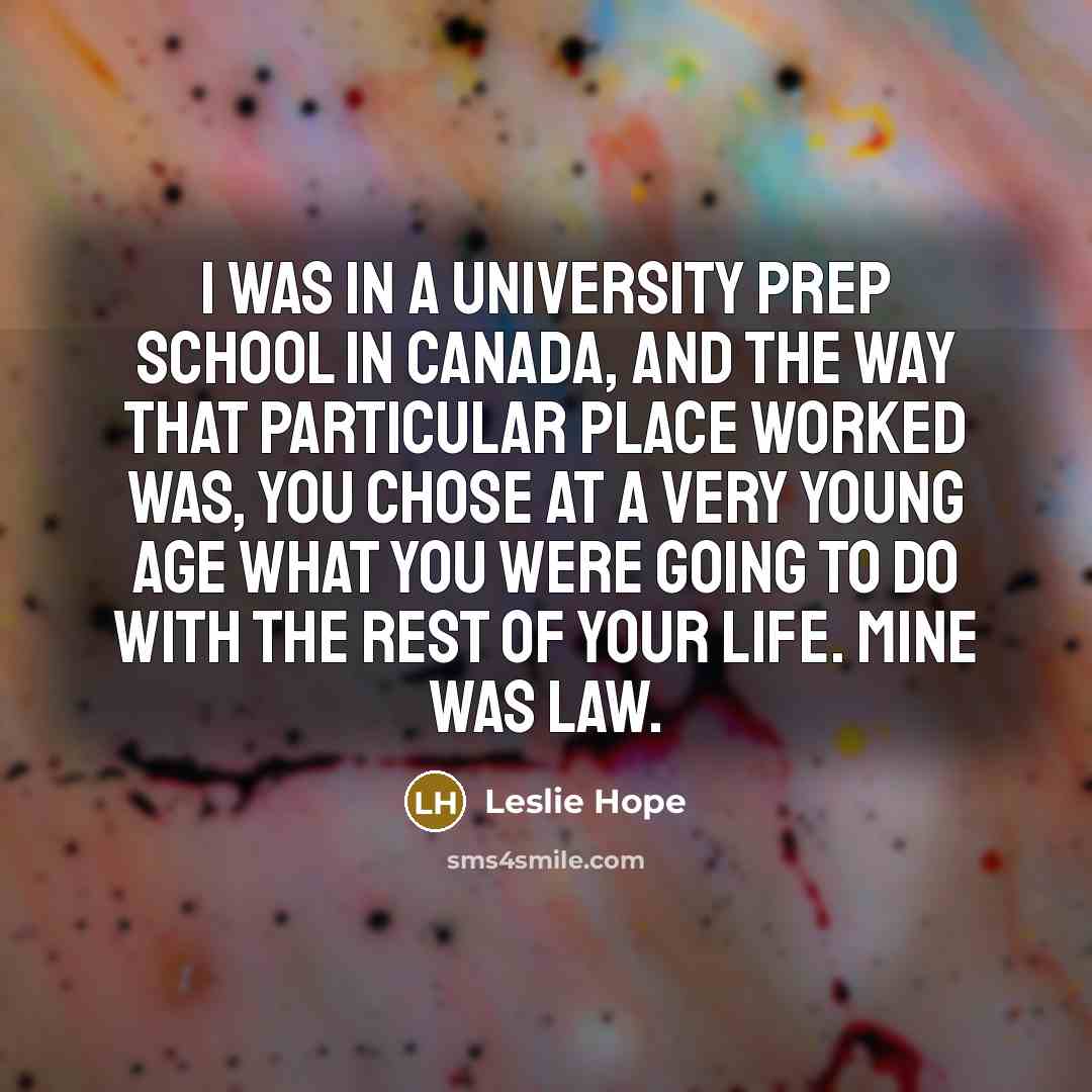 “I was in a university prep school in Canada, and…” quote by Leslie Hope