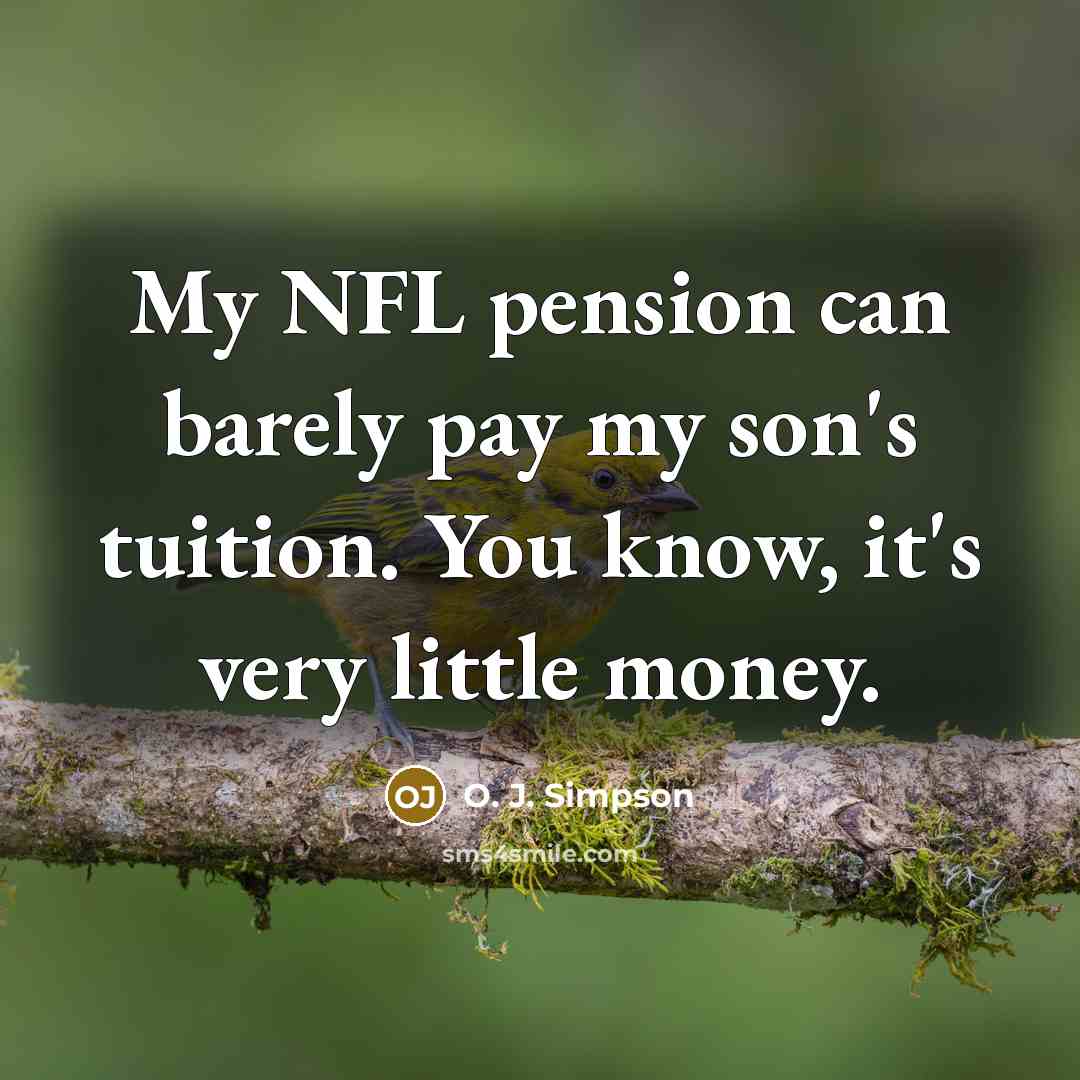 “My NFL pension can barely pay my son's tuition. You…” quote by O. J. Simpson