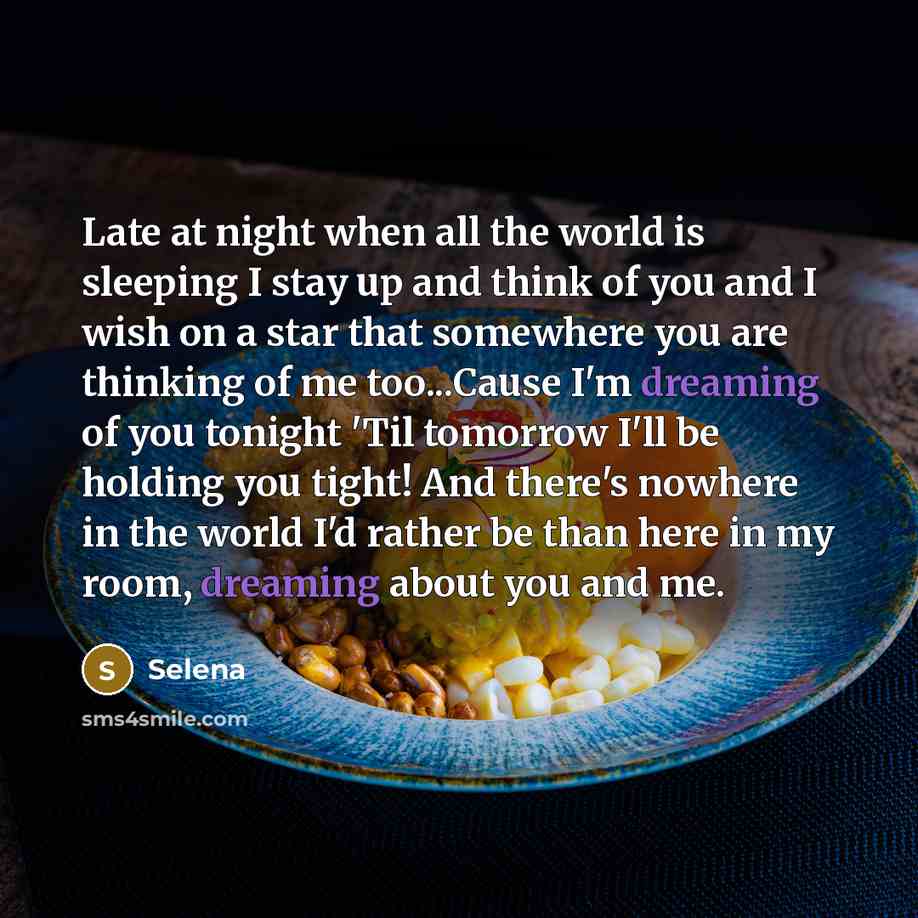 “Late at night when all the world is sleeping I…” quote by Selena