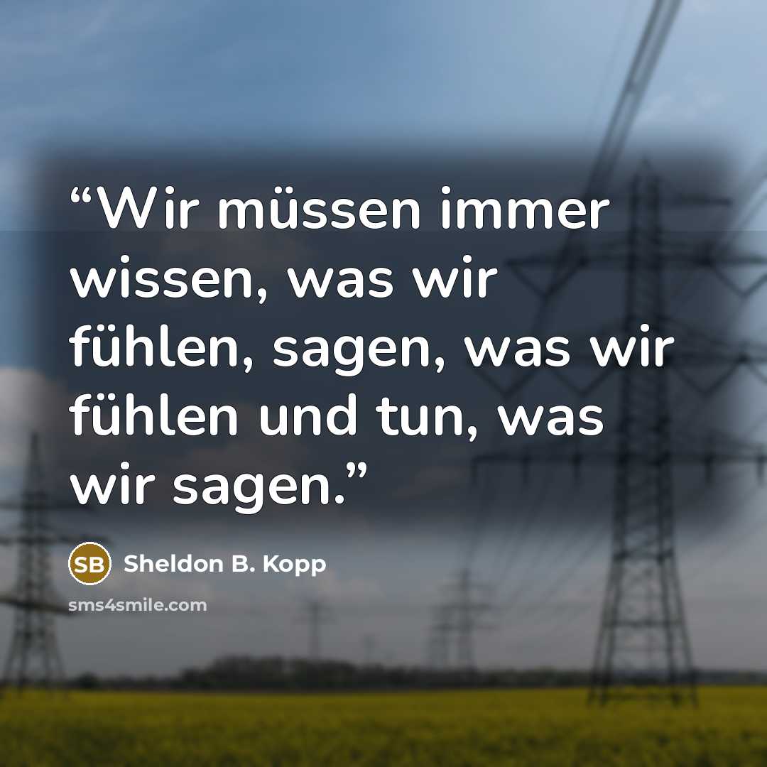 “Wir müssen immer wissen, was wir fühlen, sagen, was wir fühlen und tun, was wir sagen.” quote by Sheldon B. Kopp