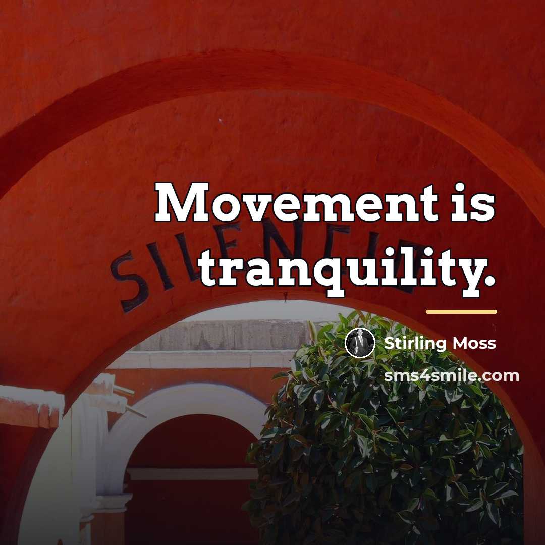 “Movement is tranquility.…” quote by Stirling Moss