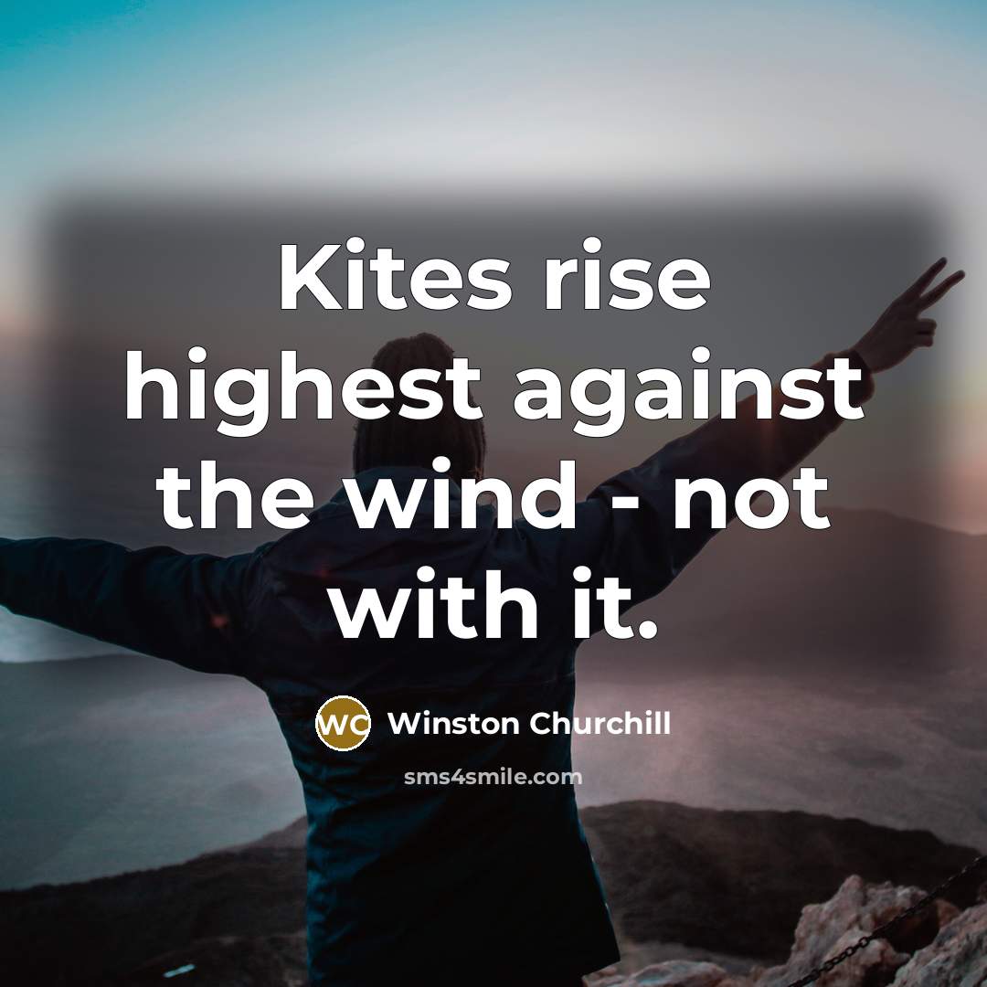 “Kites rise highest against the wind - not with it.…” quote by Winston Churchill