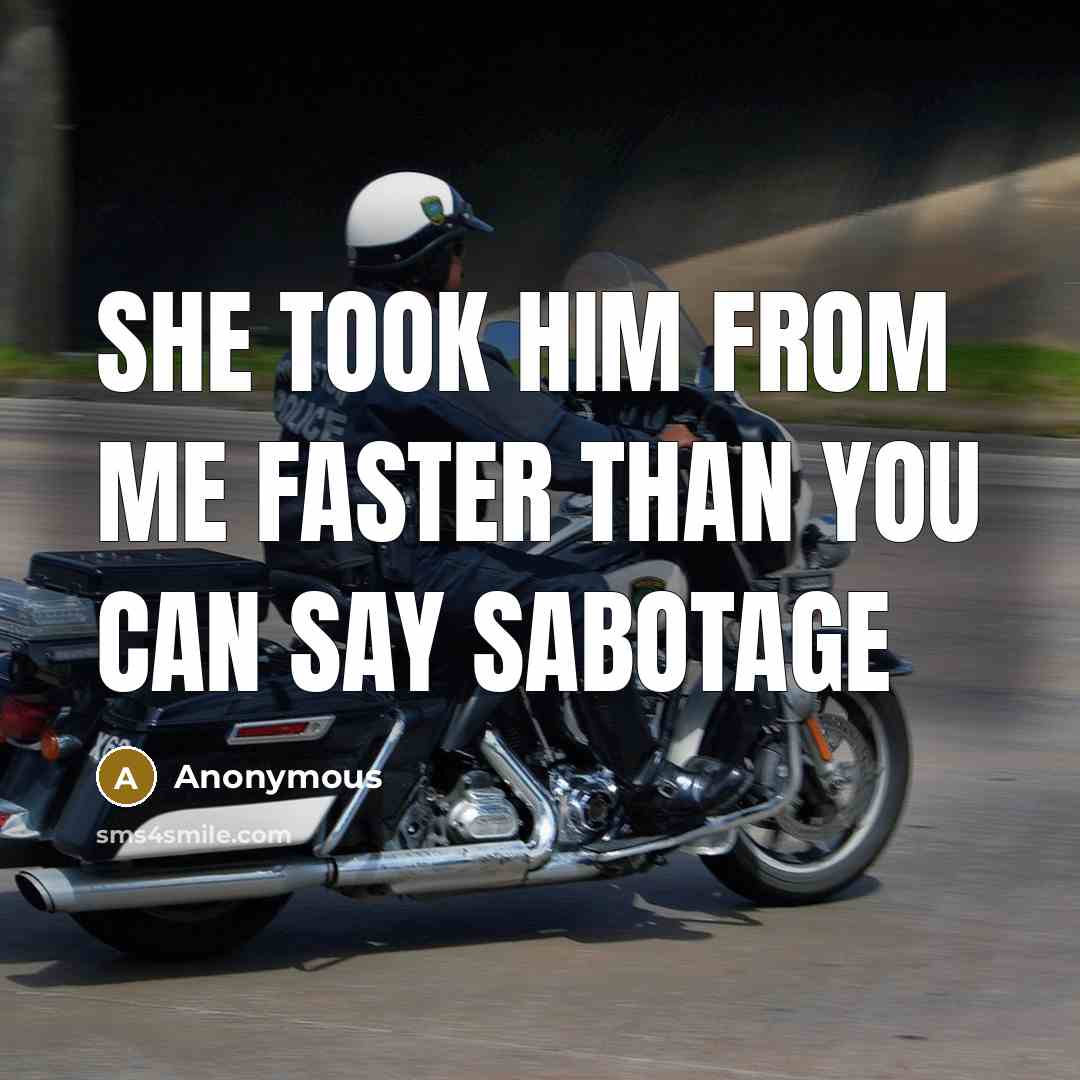 “She took him from me faster than you can say sabotage” quote by Anonymous