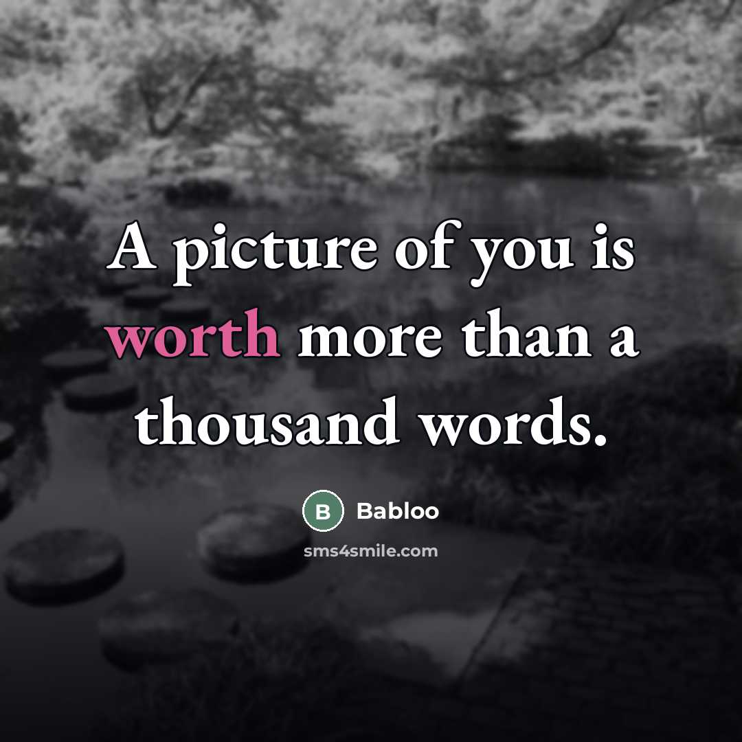 “A picture of you is worth more than a thousand…” quote by Babloo