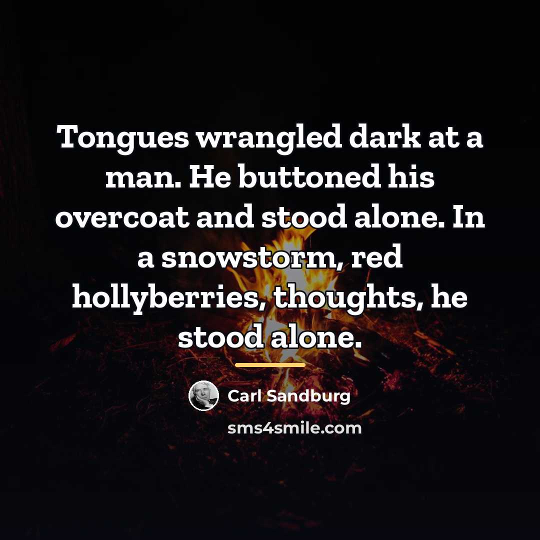“Tongues wrangled dark at a man. He buttoned his overcoat…” quote by Carl Sandburg