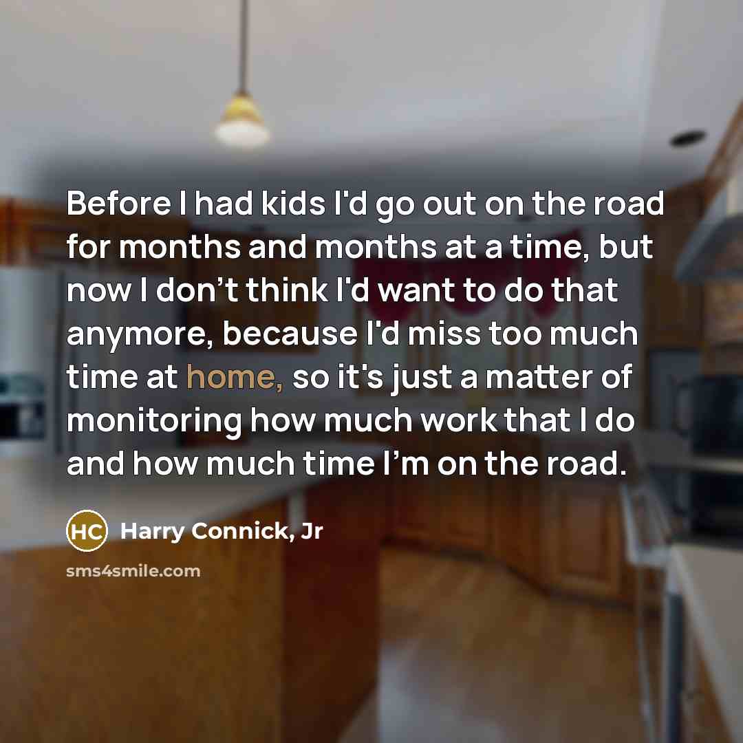 “Before I had kids I'd go out on the road…” quote by Harry Connick, Jr